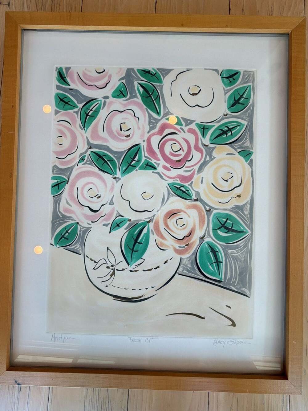 Mary Graves Signed Original Monotype Art Piece 'Fresh Cut' Floral Still Life - Picture 9 of 9